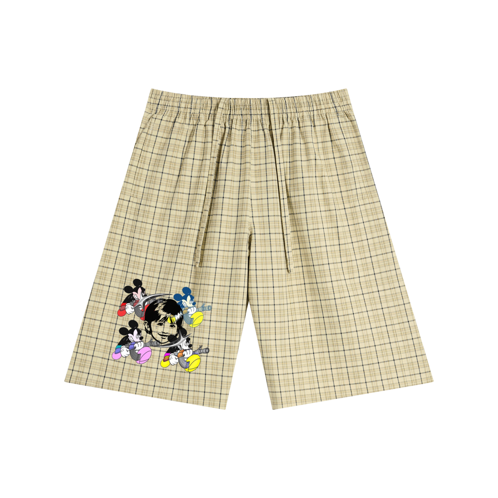 V x MICKEY Plaid Wide Leg Shorts